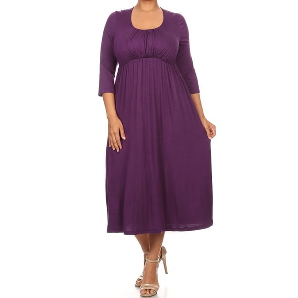 Shop Women's Rayon/Spandex Scoop-neck Midi Dress - On Sale - Free ...