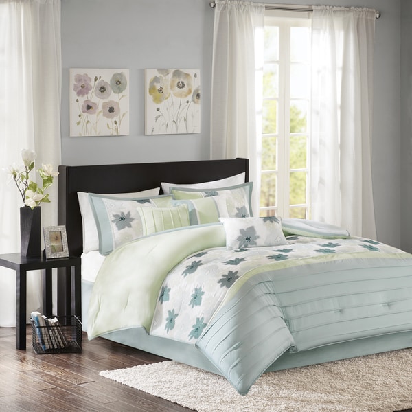 Madison Park Cindy Aqua 7 Piece Comforter Set