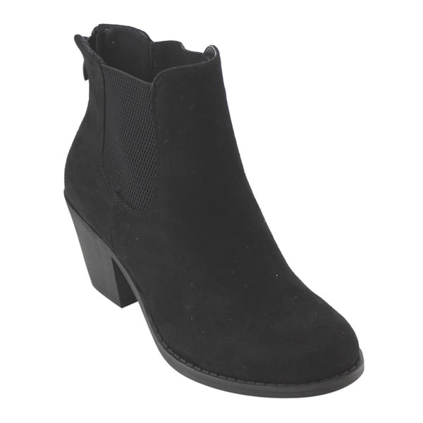 Women's Back Zipper Block Heel Ankle Booties Women's Back Zipper Block Heel Ankle Booties