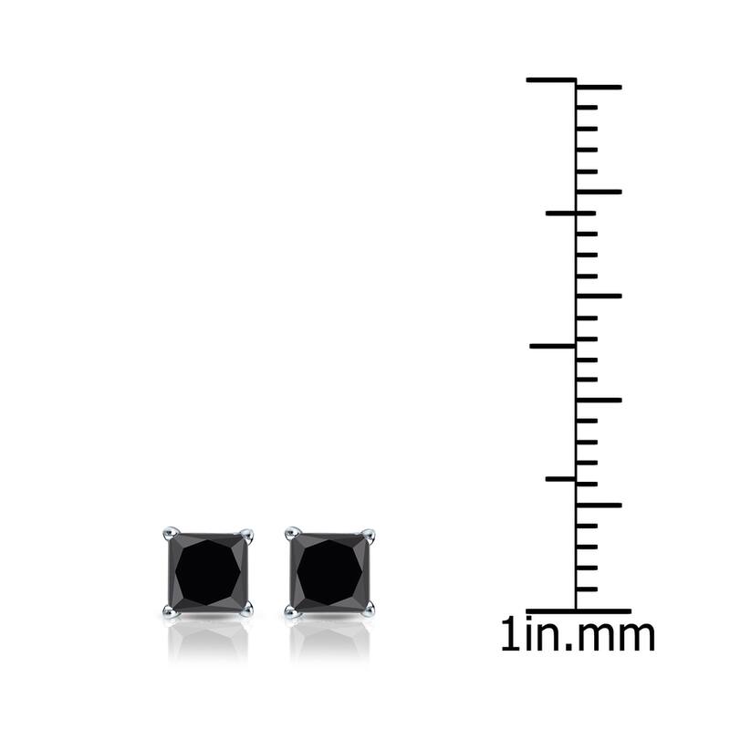 Auriya 14k Gold 1/2ctw Princess-cut Black Diamond Stud Earrings