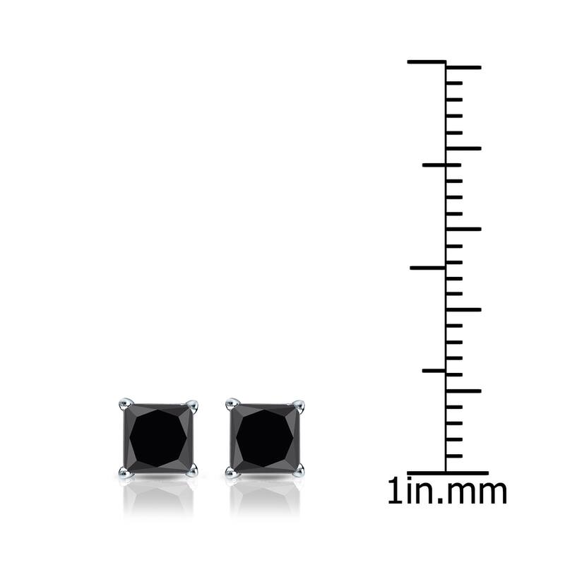 Auriya 14k Gold 3/4ctw Princess-cut Black Diamond Stud Earrings