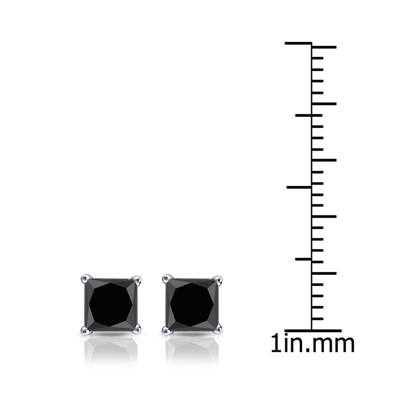 Auriya 14k Gold 1ctw Princess-cut Black Diamond Stud Earrings