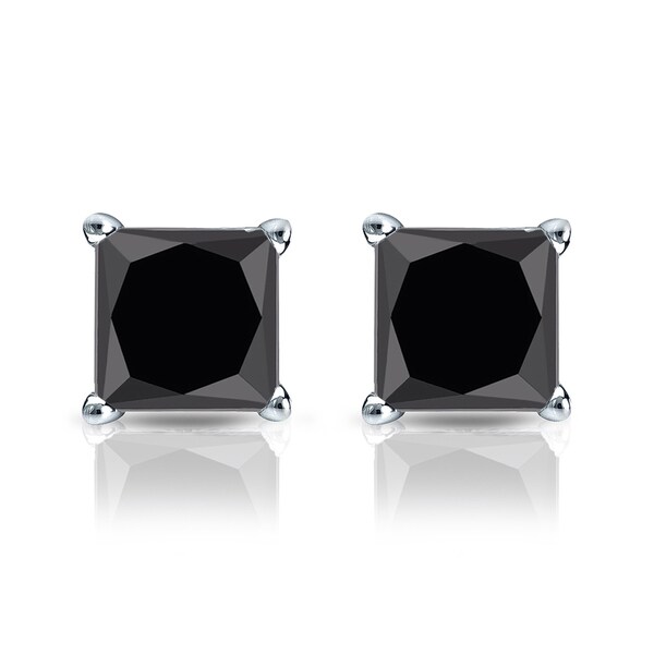 14k Gold 1 2ct Tdw Princess Cut Black Diamond Stud Earrings 14k Gold 1 2ct Tdw Princess Cut Black Diamond Stud Earrings By Auriya