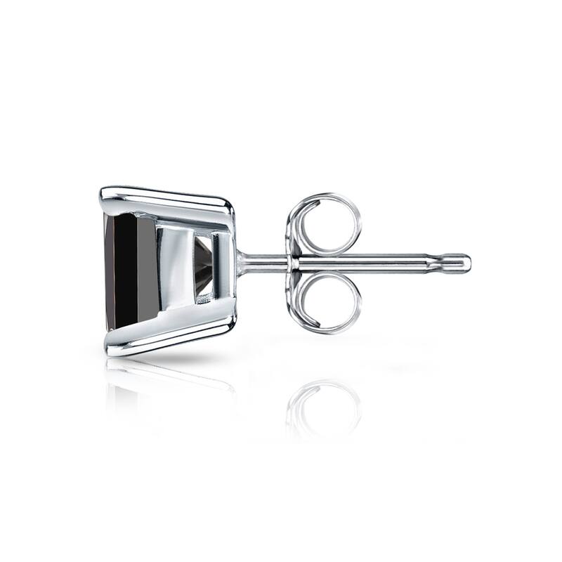 Auriya 14k Gold 1 1/2ctw Princess-cut Black Diamond Stud Earrings