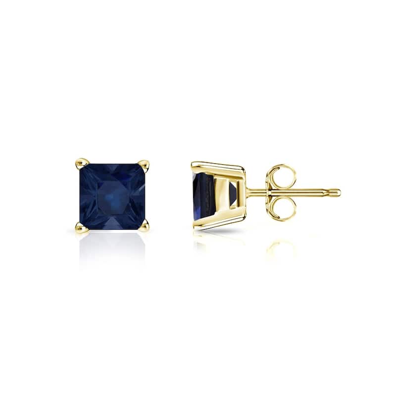 Auriya 14k Gold Princess-cut Sapphire Stud Earrings 1/2ct TGW