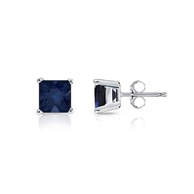 Auriya 14k Gold Princess-cut Sapphire Stud Earrings 1/2ct TGW