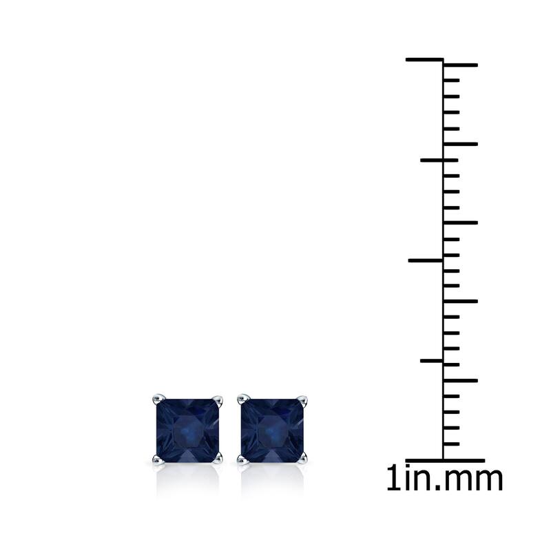Auriya 14k Gold Princess-cut Sapphire Stud Earrings 1/2ct TGW