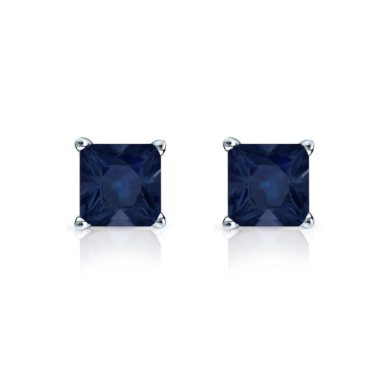 Auriya 14k Gold Princess-cut Sapphire Stud Earrings 1/2ct TGW