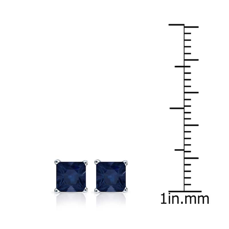 Auriya 14k Gold Princess-cut Sapphire Stud Earrings 3/4ct TGW
