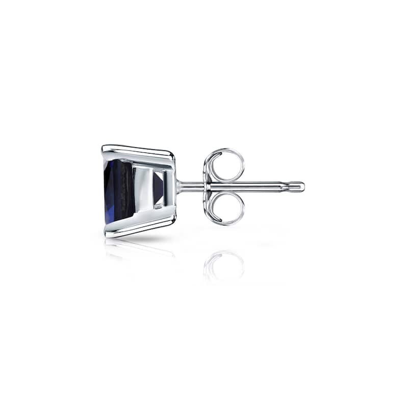Auriya 14k Gold Princess-cut Sapphire Stud Earrings 3/4ct TGW