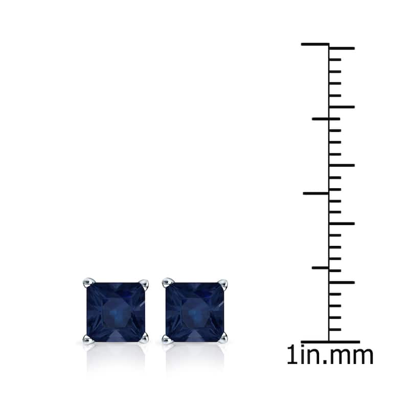 Auriya 14k Gold Princess-cut Sapphire Stud Earrings 1 1/4ct TGW