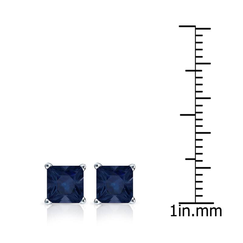 Auriya 14k Gold Princess-cut Sapphire Stud Earrings 1 1/2ct TGW