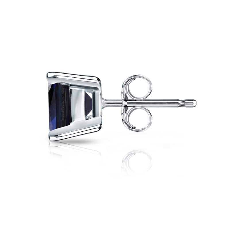 Auriya 14k Gold Princess-cut Sapphire Stud Earrings 1 1/2ct TGW