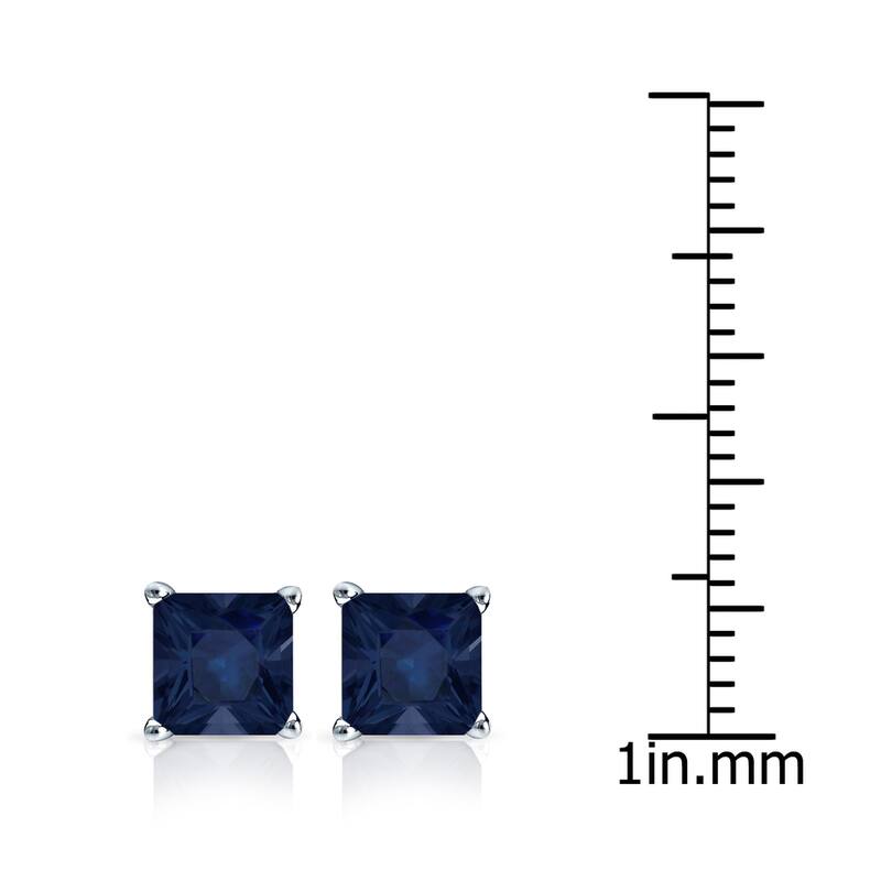 Auriya 14k Gold Princess-cut Sapphire Stud Earrings 2ct TGW