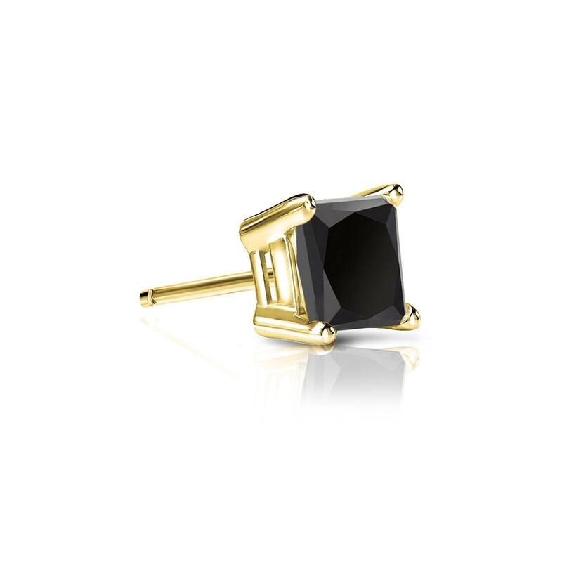 Auriya 1/4ctw Princess-cut SINGLE STUD (1) Black Diamond Earring 14k Gold