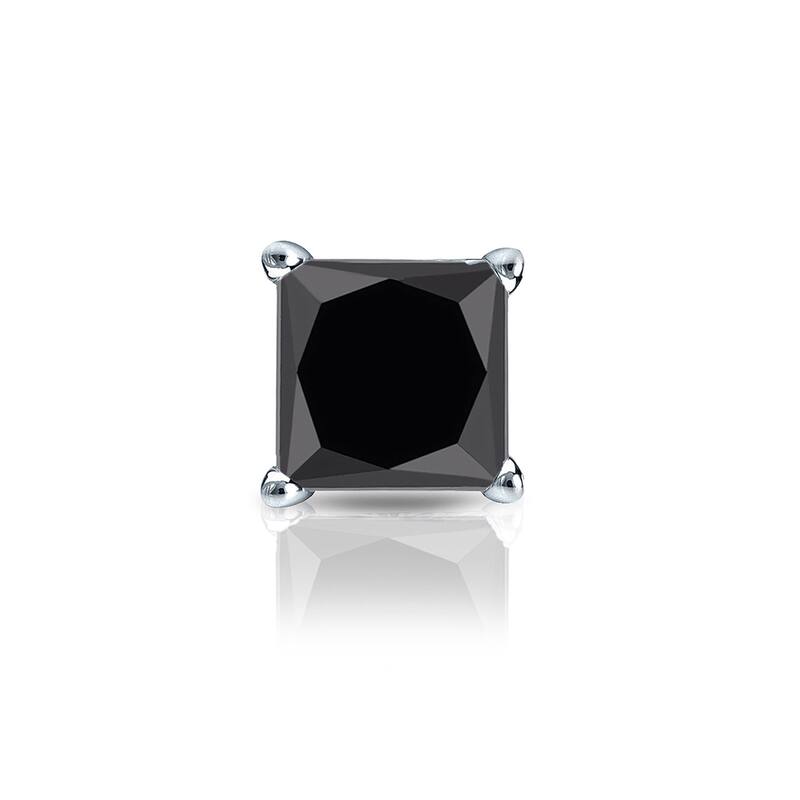 Auriya 1/4ctw Princess-cut SINGLE STUD (1) Black Diamond Earring 14k Gold