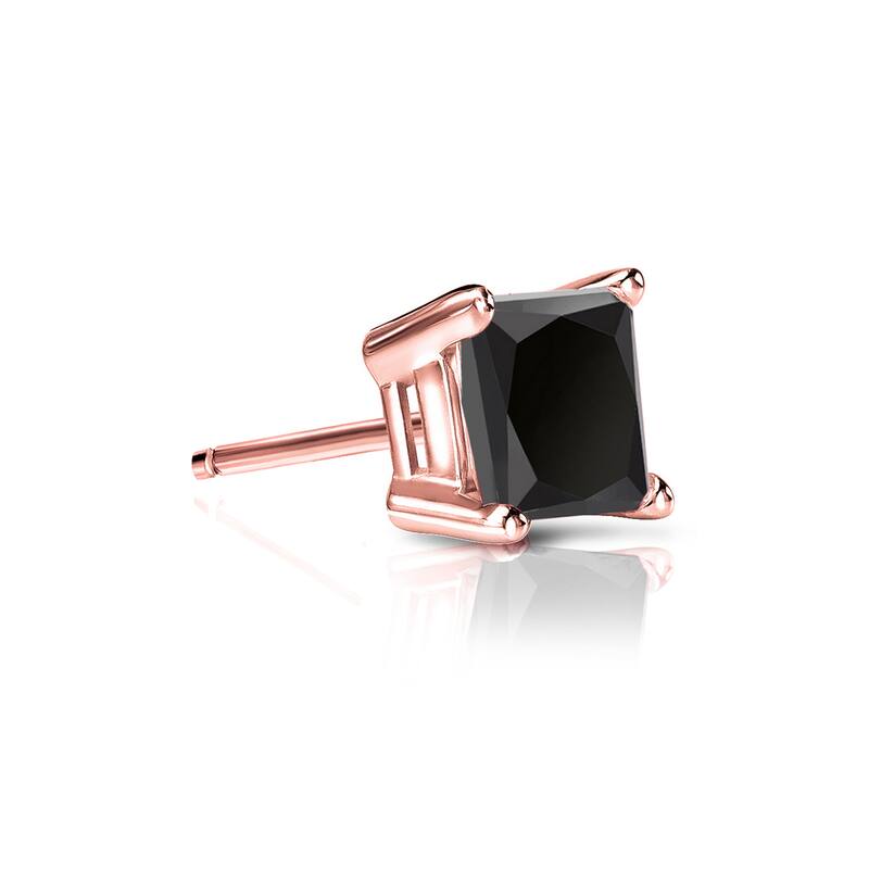 Auriya 1/4ctw Princess-cut SINGLE STUD (1) Black Diamond Earring 14k Gold - Rose