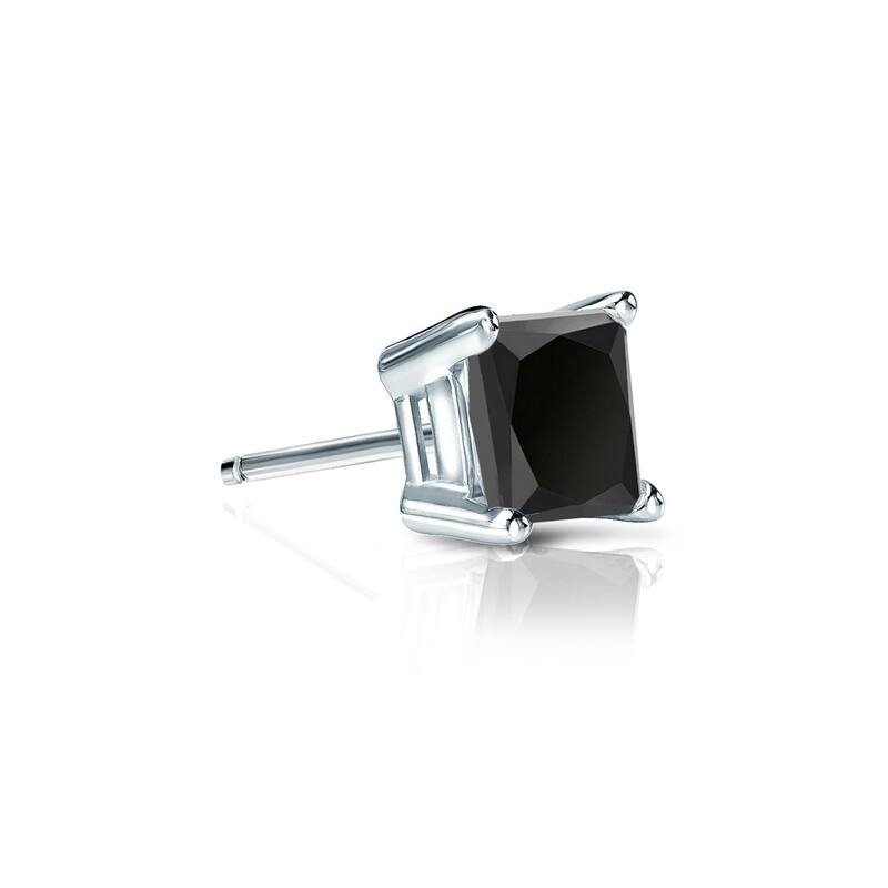 Auriya 1/4ctw Princess-cut SINGLE STUD (1) Black Diamond Earring 14k Gold