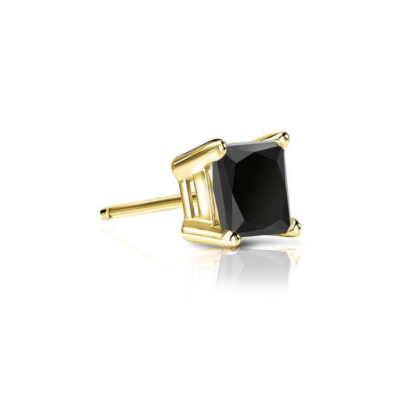 Auriya 1/4ctw Princess-cut SINGLE STUD (1) Black Diamond Earring 14k Gold - Yellow