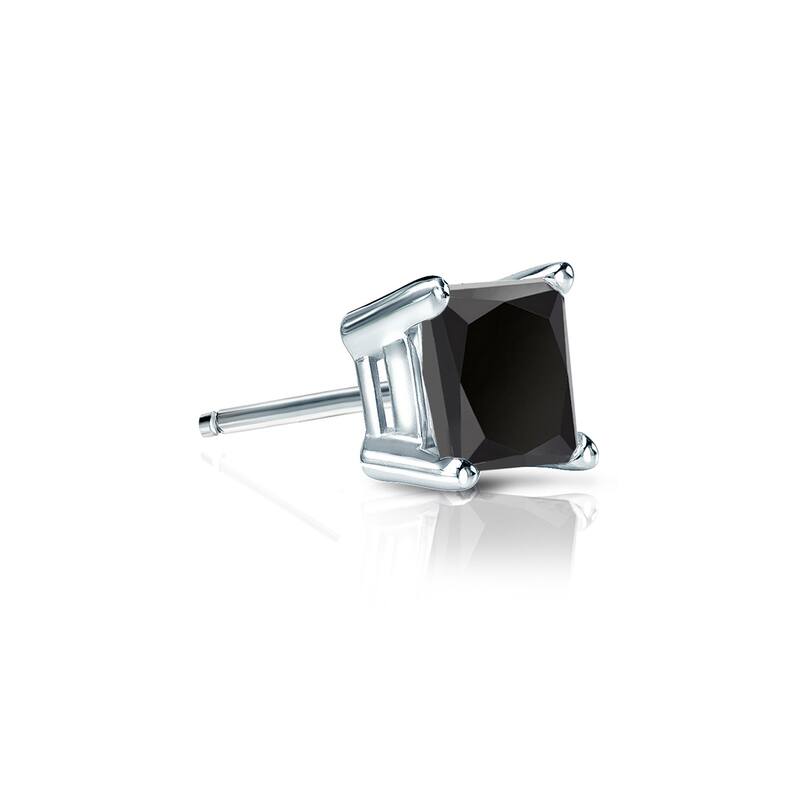 Auriya 1/4ctw Princess-cut SINGLE STUD (1) Black Diamond Earring 14k Gold - White