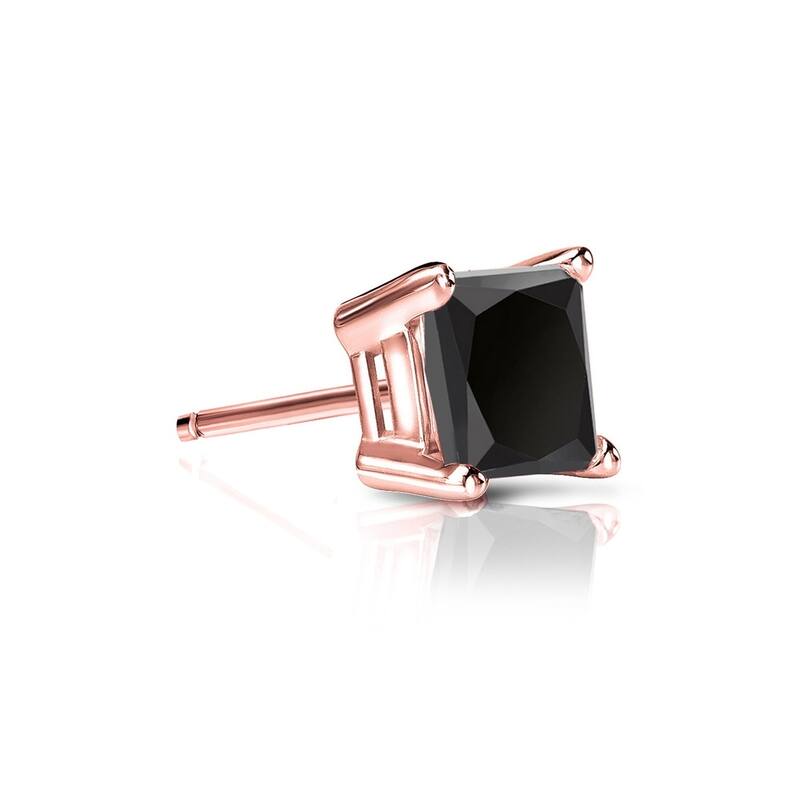 Auriya 1/4ctw Princess-cut SINGLE STUD (1) Black Diamond Earring 14k Gold