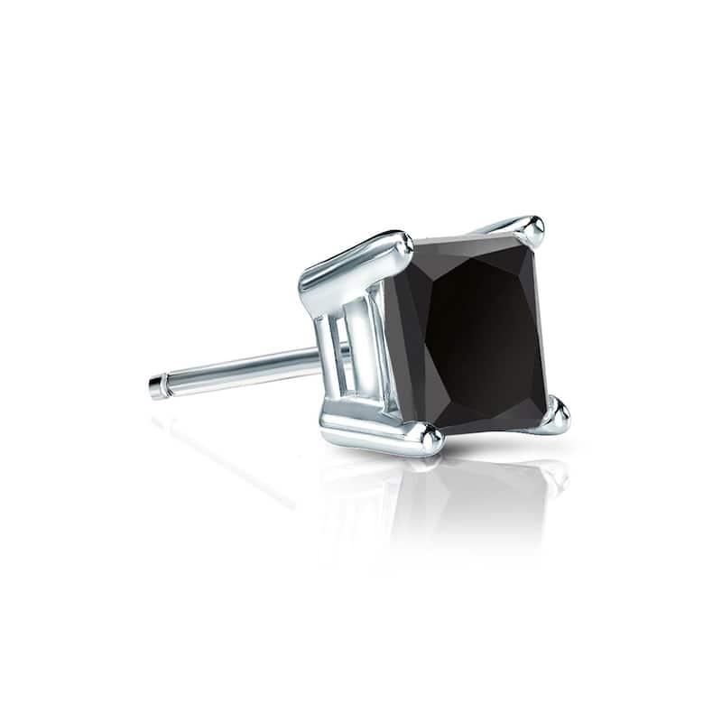 Auriya 1/2ctw Princess-cut SINGLE STUD (1) Black Diamond Earring 14k Gold