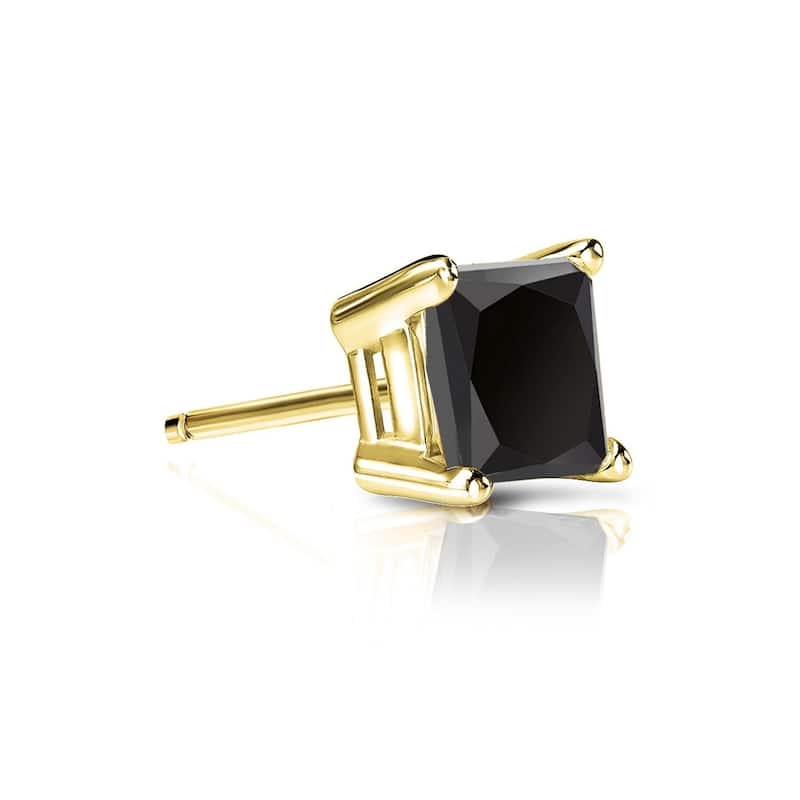 Auriya 1/2ctw Princess-cut SINGLE STUD (1) Black Diamond Earring 14k Gold