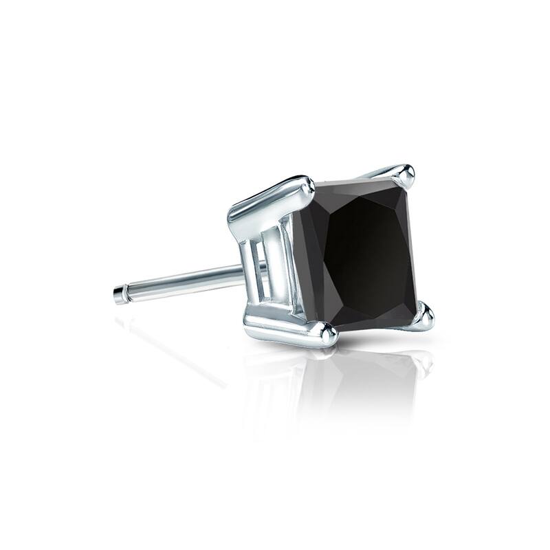Auriya 1/2ctw Princess-cut SINGLE STUD (1) Black Diamond Earring 14k Gold - White