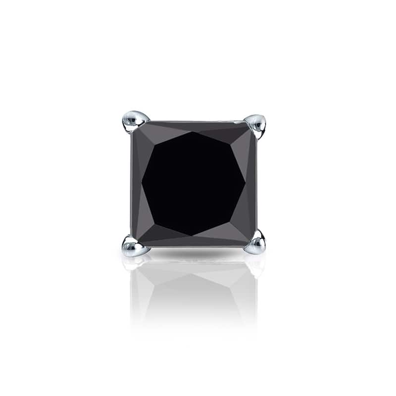 Auriya 1/2ctw Princess-cut SINGLE STUD (1) Black Diamond Earring 14k Gold