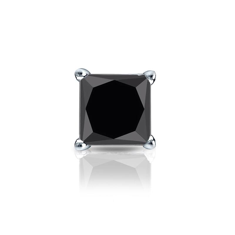 Auriya 14k Gold 1/3ct TDW Princess-Cut SINGLE STUD (1) Black Diamond Earring