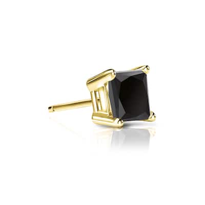 Auriya 14k Gold 1/3ct TDW Princess-Cut SINGLE STUD (1) Black Diamond Earring