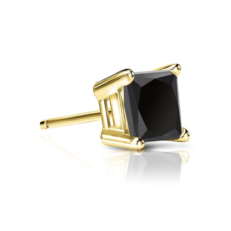 Auriya 3/4ctw Princess-cut SINGLE STUD (1) Black Diamond Earring 14k Gold