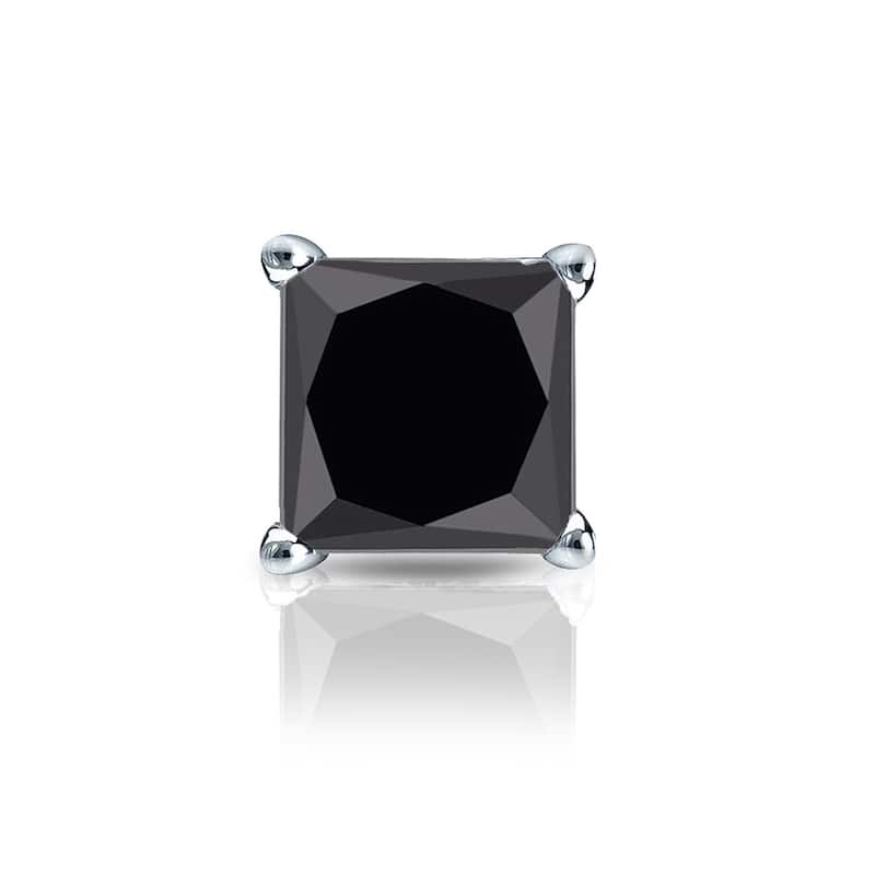 Auriya 3/4ctw Princess-cut SINGLE STUD (1) Black Diamond Earring 14k Gold