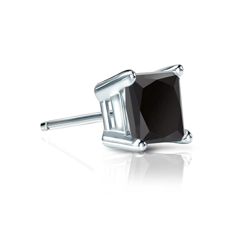 Auriya 3/4ctw Princess-cut SINGLE STUD (1) Black Diamond Earring 14k Gold