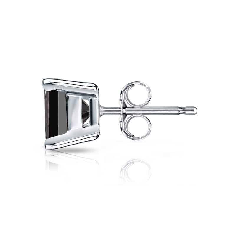 Auriya 3/4ctw Princess-cut SINGLE STUD (1) Black Diamond Earring 14k Gold