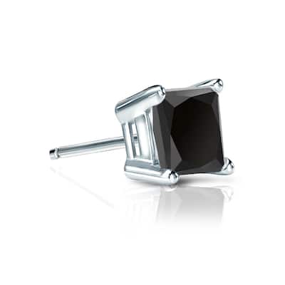 Auriya 3/4ctw Princess-cut SINGLE STUD (1) Black Diamond Earring 14k Gold