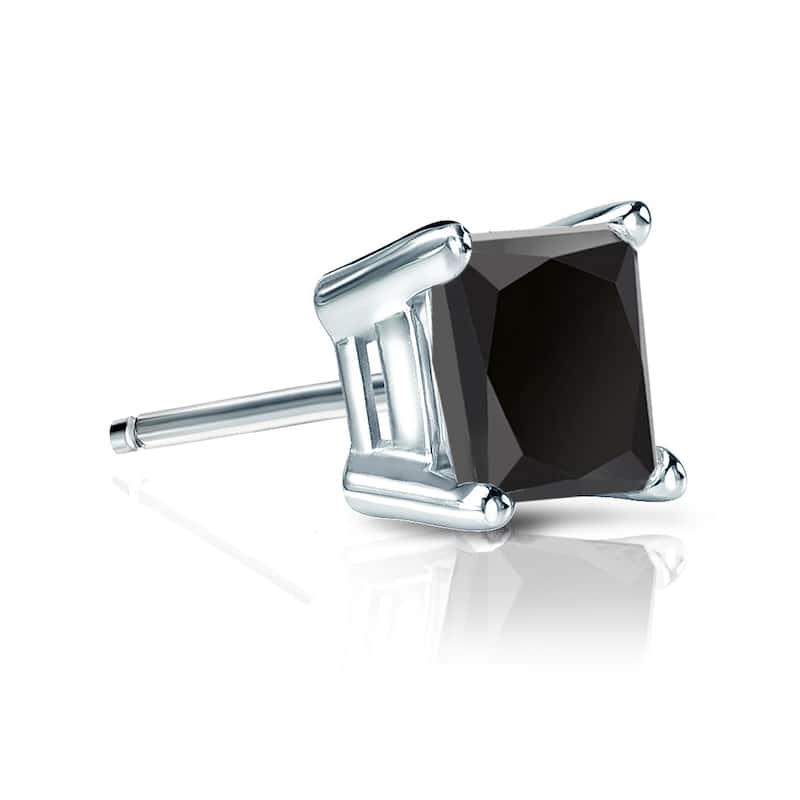 Auriya 1ctw Princess-Cut Black Diamond SINGLE STUD (1) Earring 14k Gold