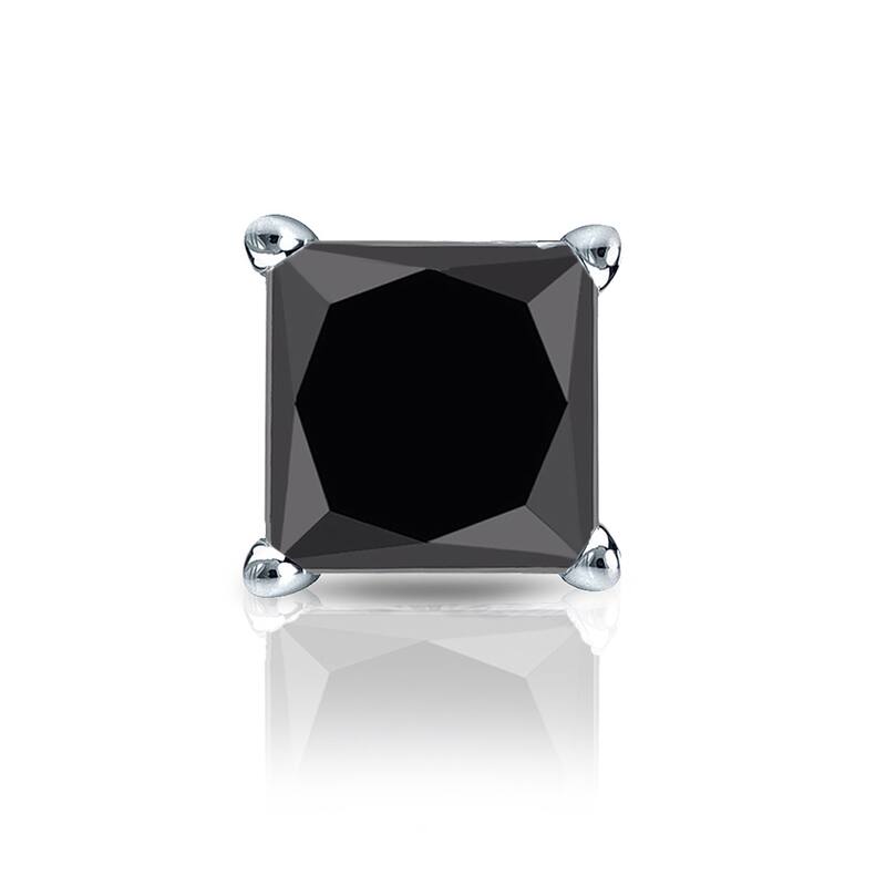 Auriya 1ctw Princess-Cut Black Diamond SINGLE STUD (1) Earring 14k Gold