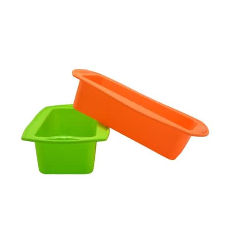 Orange and Green Silicone Rectangular Cake/Loaf Pan Set (Set of 2)