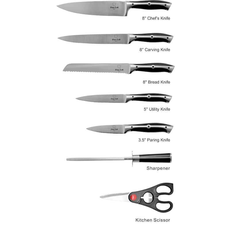 Prime Cook Stainless Steel 8-piece Knife Set - 8 Piece with Bread Knife