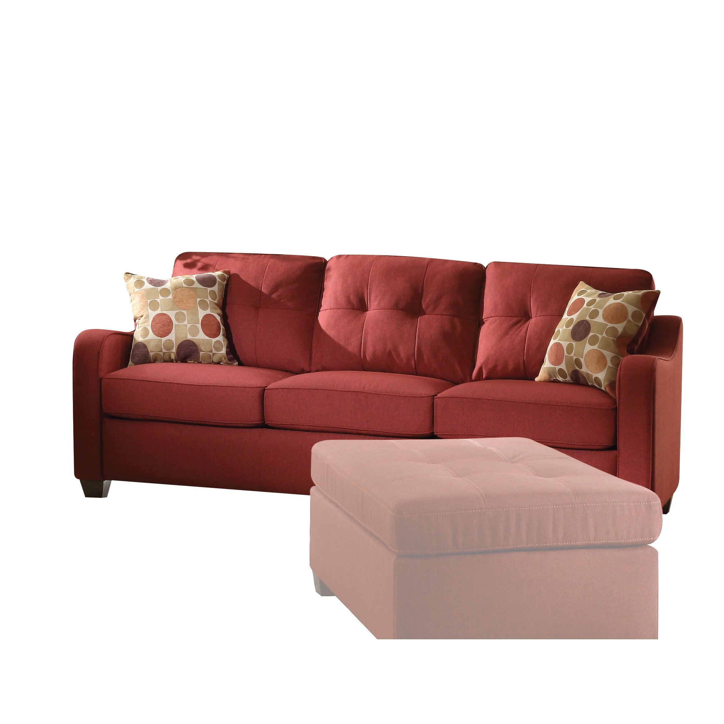 Copper Grove Sharon Red Linen Sofa With Pillows Copper Grove Sharon Red Linen Sofa With Pillows