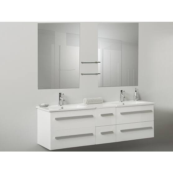 White Floating Bathroom Vanity - Double Sink