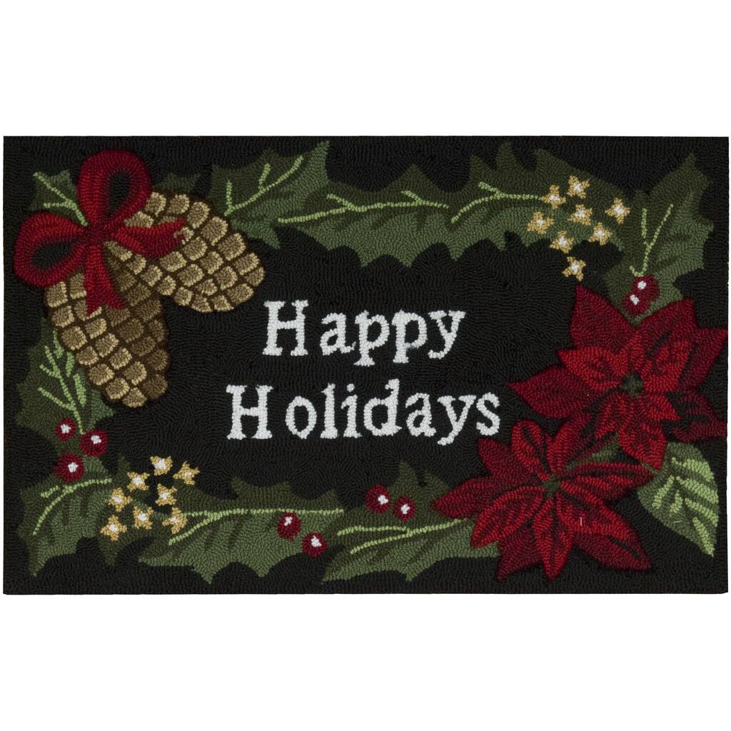 Nourison Everywhere Happy Holidays Black Accent Rug (2'3 x 3'9) - 2'3" x 3'9"