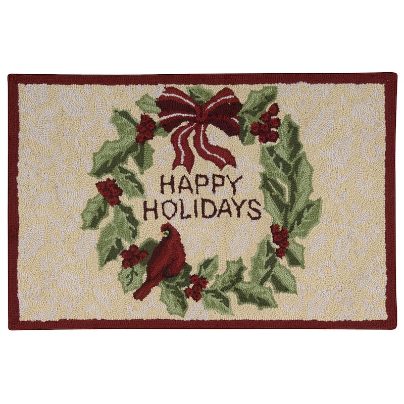 Nourison Everywhere Wreath/Cardinal Beige Accent Rug - 1'8" x 2'6"
