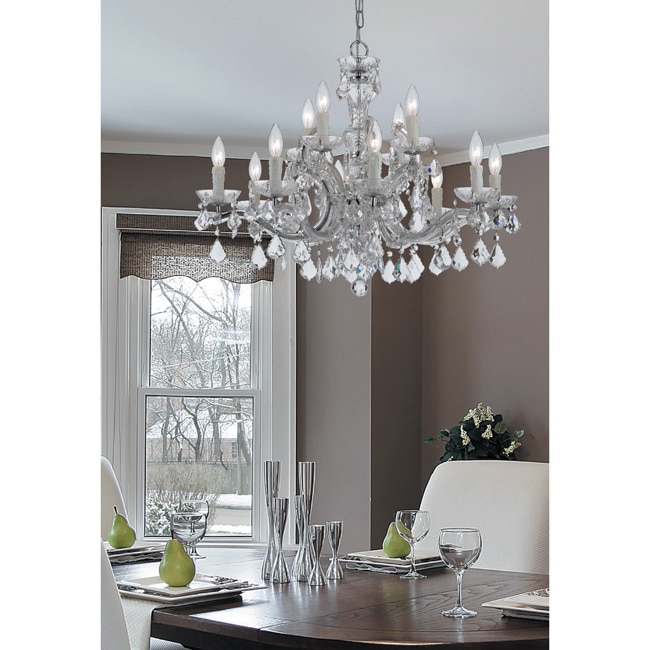 Crystorama Maria Theresa Collection 12-light Polished Chrome/Swarovski Spectra Crystal Chandelier - Chandeliers For Bedrooms by Overstock.com