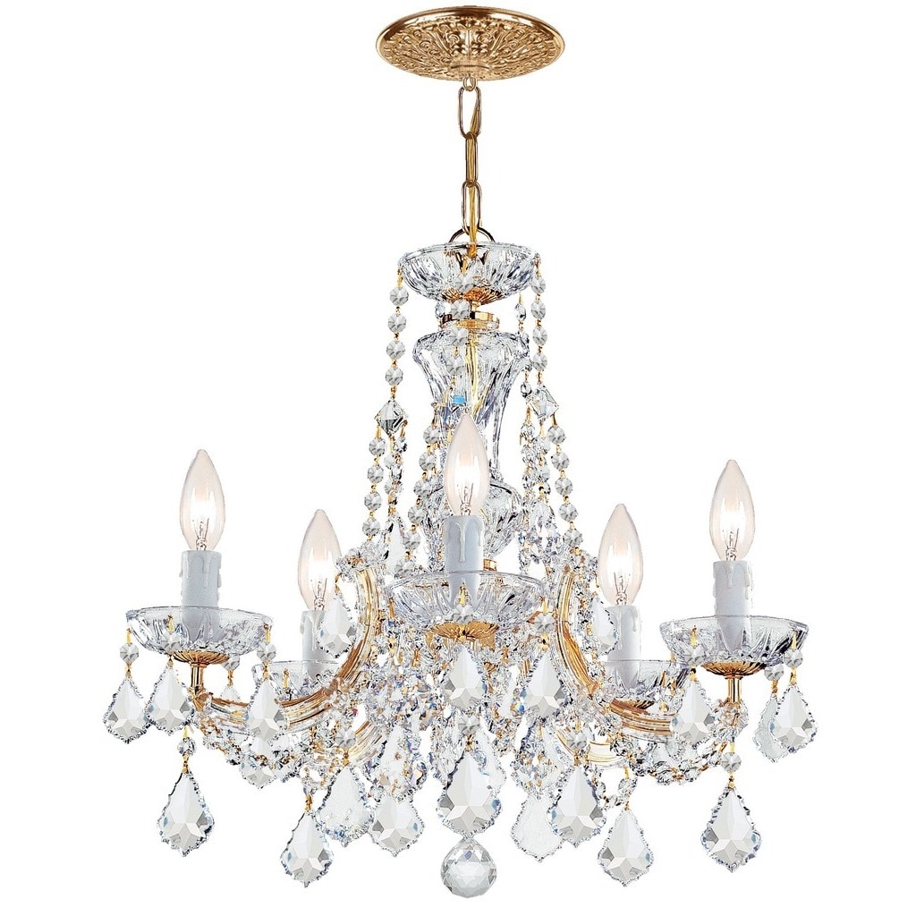 Crystorama Maria Theresa Collection 5-light Gold/Swarovski Spectra Crystal Chandelier - Chandeliers For Bedrooms by Overstock.com