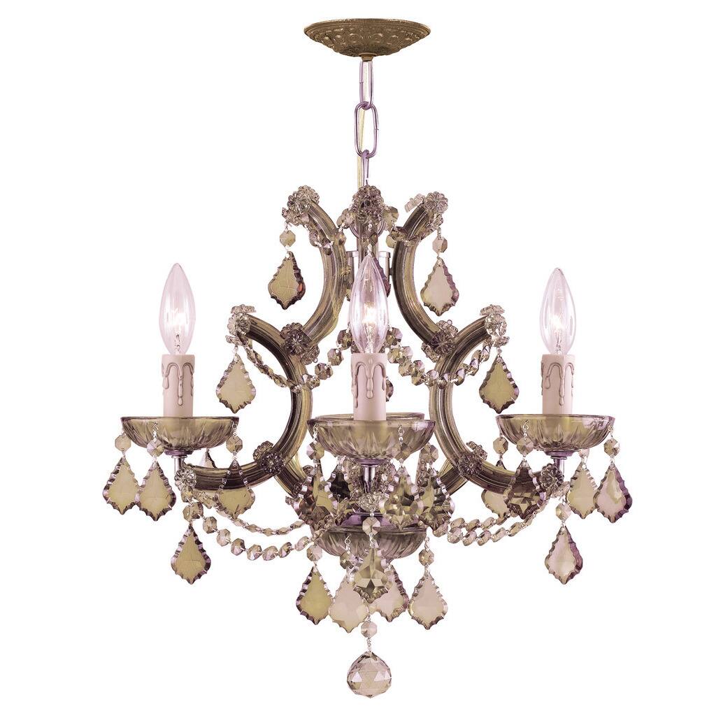Crystorama Maria Theresa Collection 4-light Antique Brass/Golden Teak Crystal Mini Chandelier - Chandeliers For Bedrooms by Overstock.com