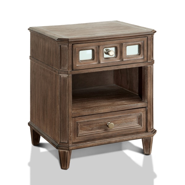 Furniture of America Alyssa Glam Mirrored Rustic Oak 2 