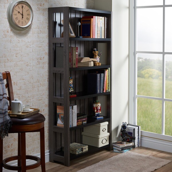 Furniture of America Trainer Slatted Distressed Grey 5shelf Bookcase