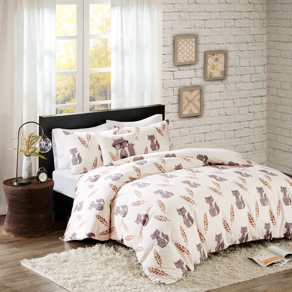 HipStyle Todd Cotton Printed 4-piece Duvet Cover Set